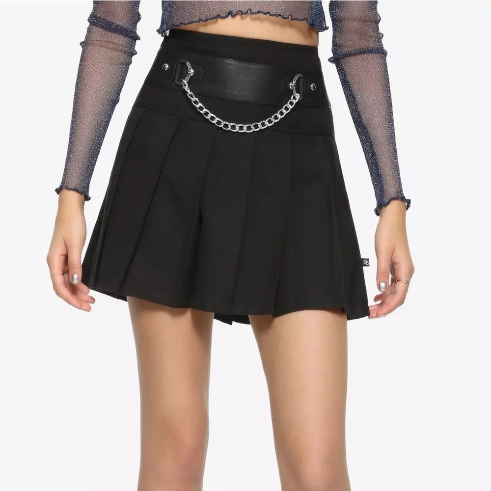 Royal Bones By Tripp Chain Pleated Skirt Size Small Black Dark Academia Grunge